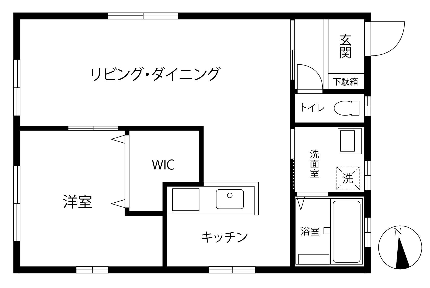 五香西アパート(1LDK/1階)の間取り写真