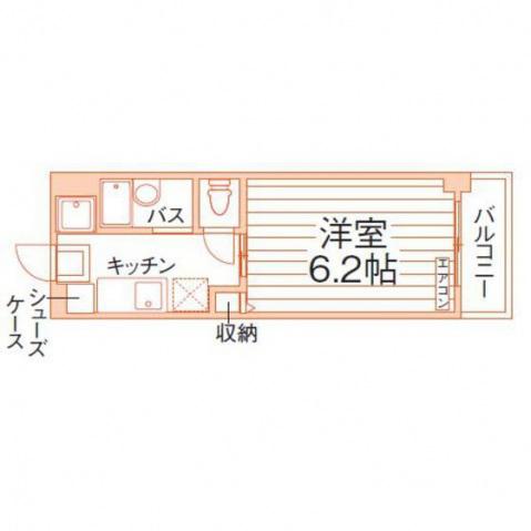 トーマス国場(1K/3階)の間取り写真