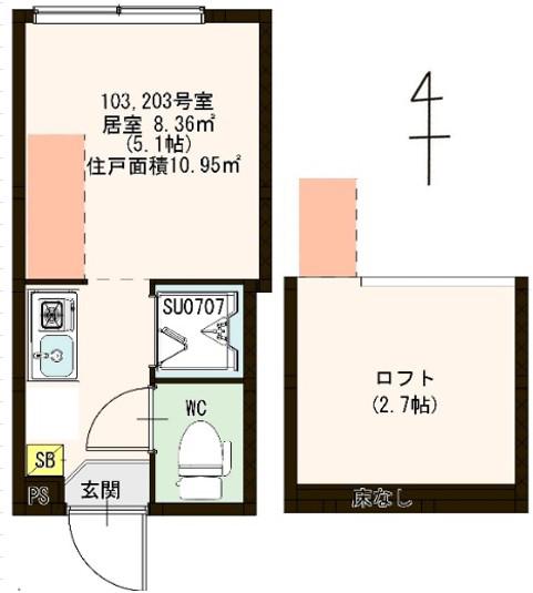 イオ椎名町(ワンルーム/2階)の間取り写真