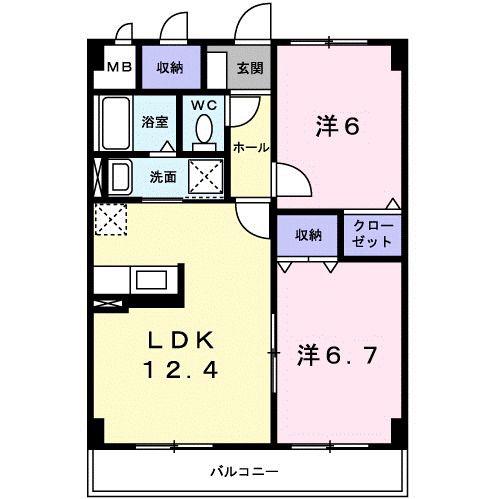 アルカンシエル(2LDK/5階)の間取り写真