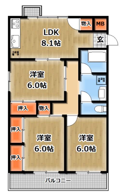 セントラルプラザ(3LDK/5階)の間取り写真