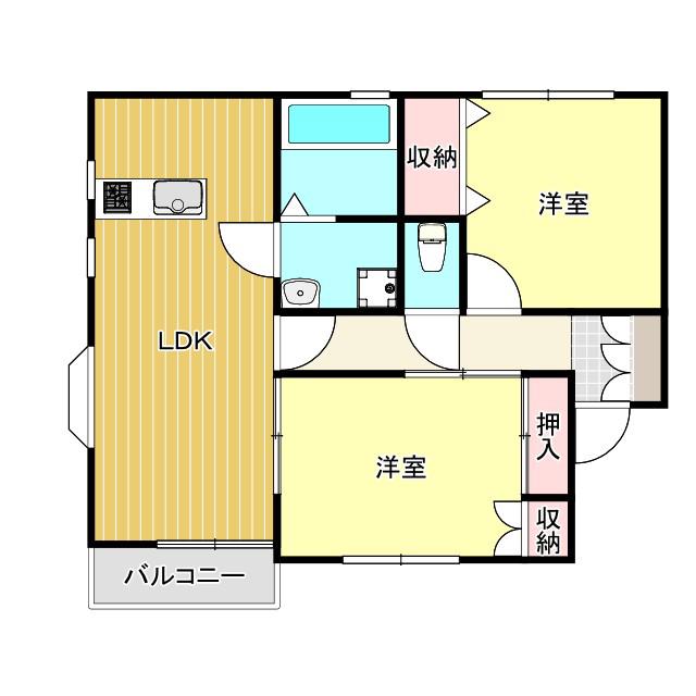 プレベールB(2LDK/2階)の間取り写真