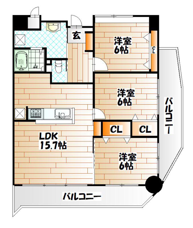 アンジェロポストII(3LDK/2階)の間取り写真