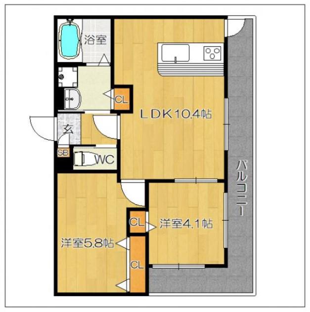 PARKテルモ(2LDK/2階)の間取り写真