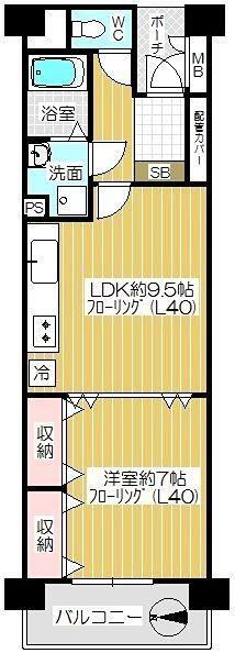 メトロハイツ東陽(1LDK/6階)の間取り写真