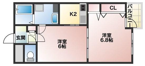 エスタシオン(2K/3階)の間取り写真