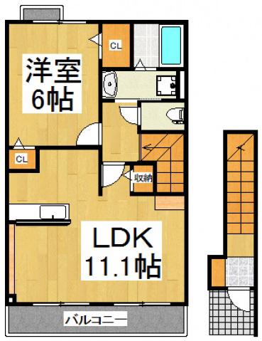 パークサイド(1LDK/2階)の間取り写真