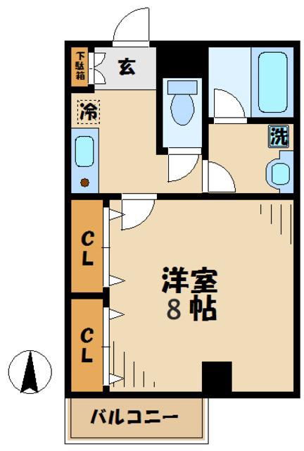 新屋ビル(1K/2階)の間取り写真