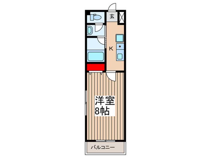 シャルマン谷塚V(1K/2階)の間取り写真