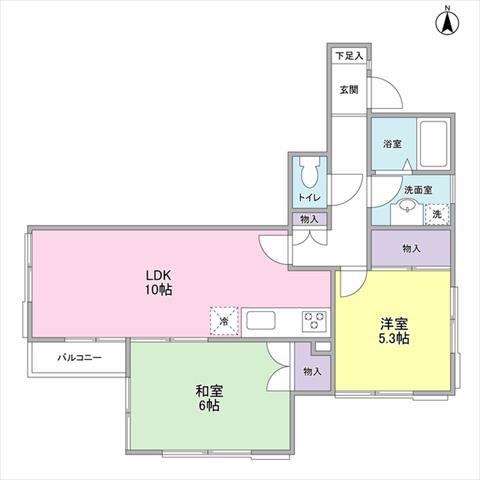 フェリースSEYA BCD棟(2LDK/2階)の間取り写真