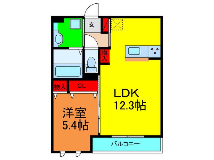 ドミール枚方公園(1LDK/3階)の間取り写真