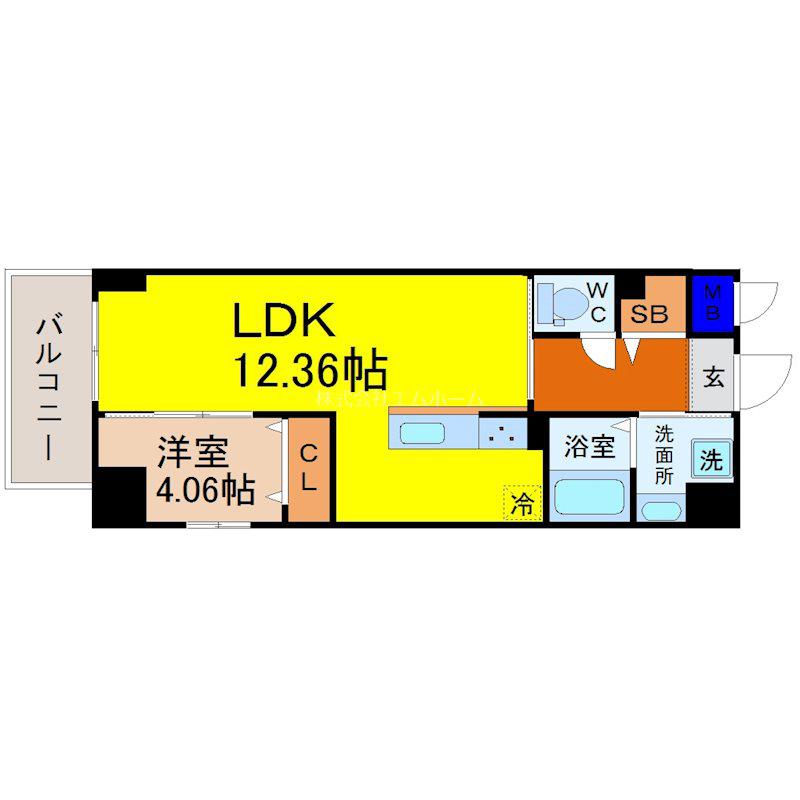 GRAN DUKE東桜(1LDK/3階)の間取り写真