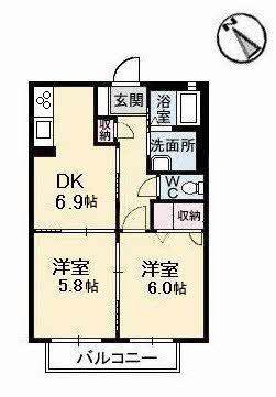リヴィエール(2DK/2階)の間取り写真