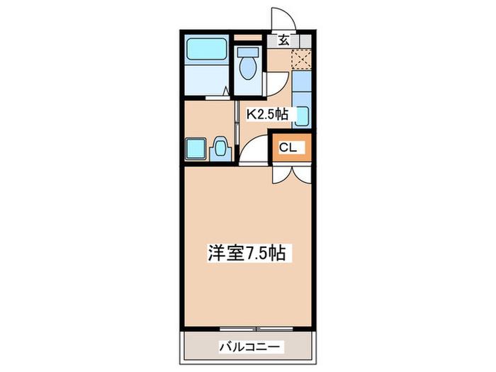 アンプルール ブワ湘南(1K/2階)の間取り写真