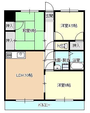 内海ハイツ(3LDK/2階)の間取り写真