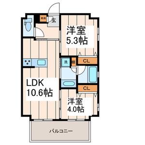 フロントコート両国(2LDK/2階)の間取り写真