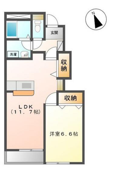 ヴィラ アマーブレス(1LDK/1階)の間取り写真
