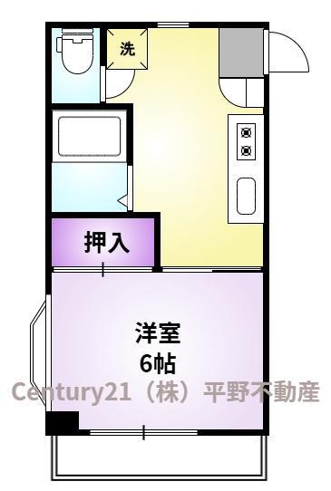 パークハイム米倉(1K/2階)の間取り写真