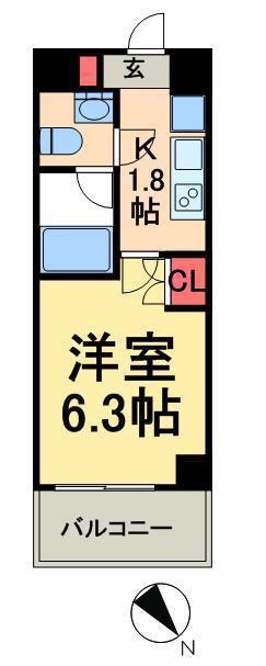 アーデン門前仲町(1K/8階)の間取り写真