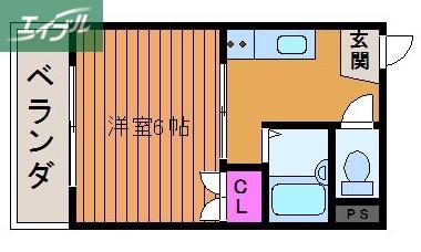 ライブコープ津島(1K/1階)の間取り写真
