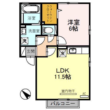 プラシード(1LDK/2階)の間取り写真