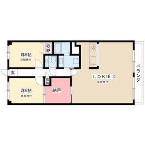 ビラ三秀山中(2LDK/2階)の間取り写真