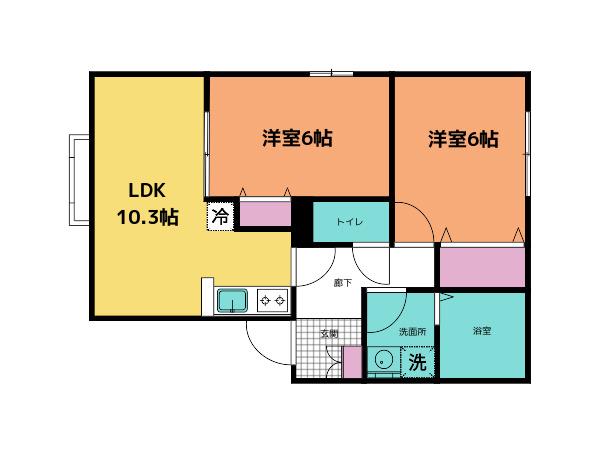ルミエール泉ケ丘IV(2LDK/1階)の間取り写真