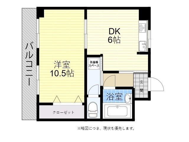 コーポ長岡(1DK/6階)の間取り写真