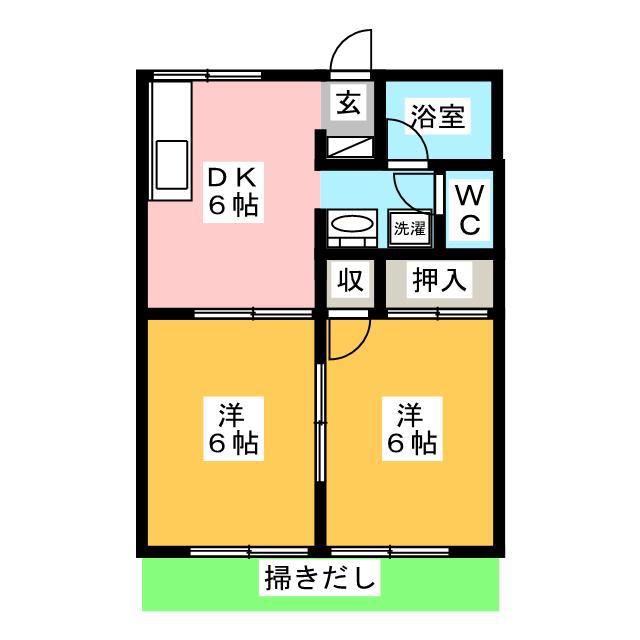 シャルム駅北(2DK/1階)の間取り写真