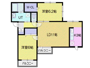 MJ SHINTOMI(2LDK/1階)の間取り写真