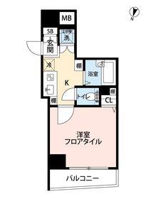 シンシア三軒茶屋太子堂(1K/6階)の間取り写真