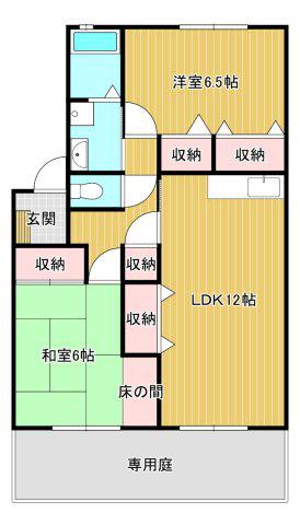 サンフラン羽ノ浦B(2LDK/1階)の間取り写真