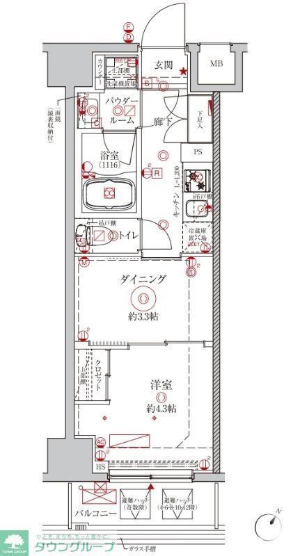 クレイシアIDZ川崎ザ・テラス(2K/11階)の間取り写真