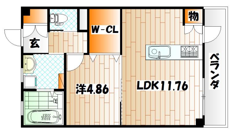 レグラン(1LDK/1階)の間取り写真