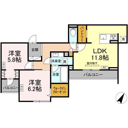 和 NAGOMI(2LDK/3階)の間取り写真