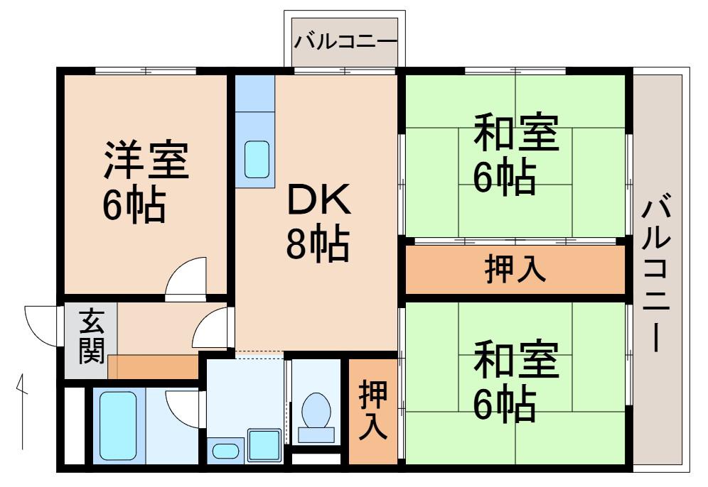 センチュリーハイツ和歌浦(3DK/4階)の間取り写真