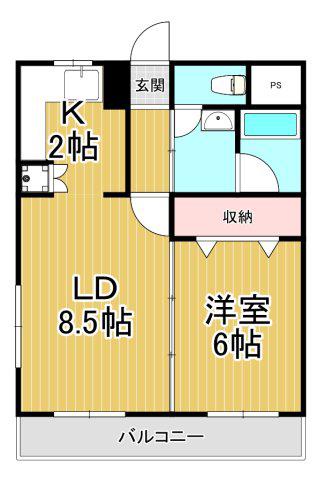 エーデルハイム船原(1LDK/3階)の間取り写真