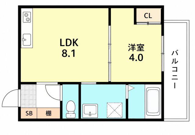LEROY駒ヶ林(1LDK/1階)の間取り写真