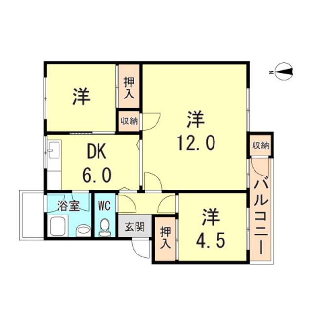 東仁川団地1号棟(3DK/4階)の間取り写真