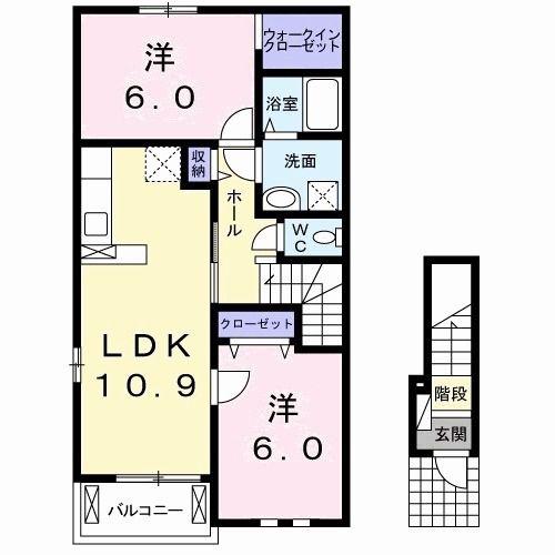 エクセレント・ティアラ(2LDK/2階)の間取り写真