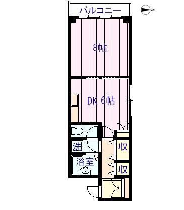 四谷マンション(1DK/5階)の間取り写真
