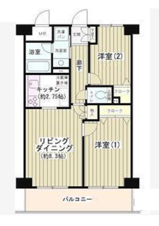 北糀谷コート(2LDK/4階)の間取り写真