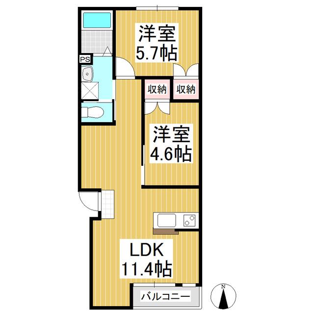 D上丸子(2LDK/2階)の間取り写真