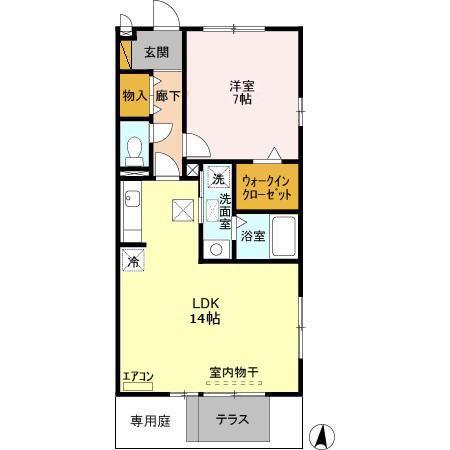 ベイサージュ(1LDK/1階)の間取り写真