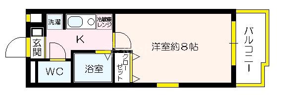 レジデンス城東(1K/2階)の間取り写真