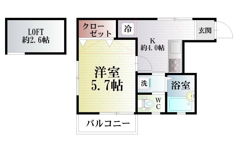 スマイル(1K/1階)の間取り写真
