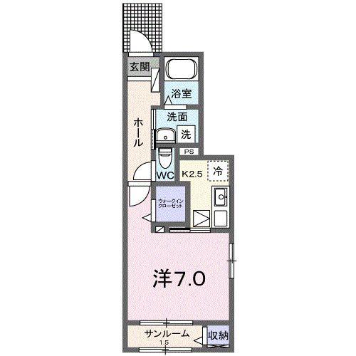 ハピネス立石 C(1K/1階)の間取り写真
