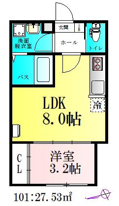 河原町レジデンスA棟(1LDK/1階)の間取り写真