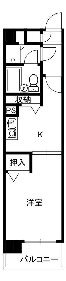 ライオンズマンション水戸新荘(1K/2階)の間取り写真