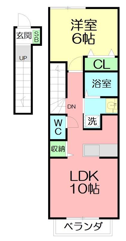 ジュネス広貴(1LDK/2階)の間取り写真